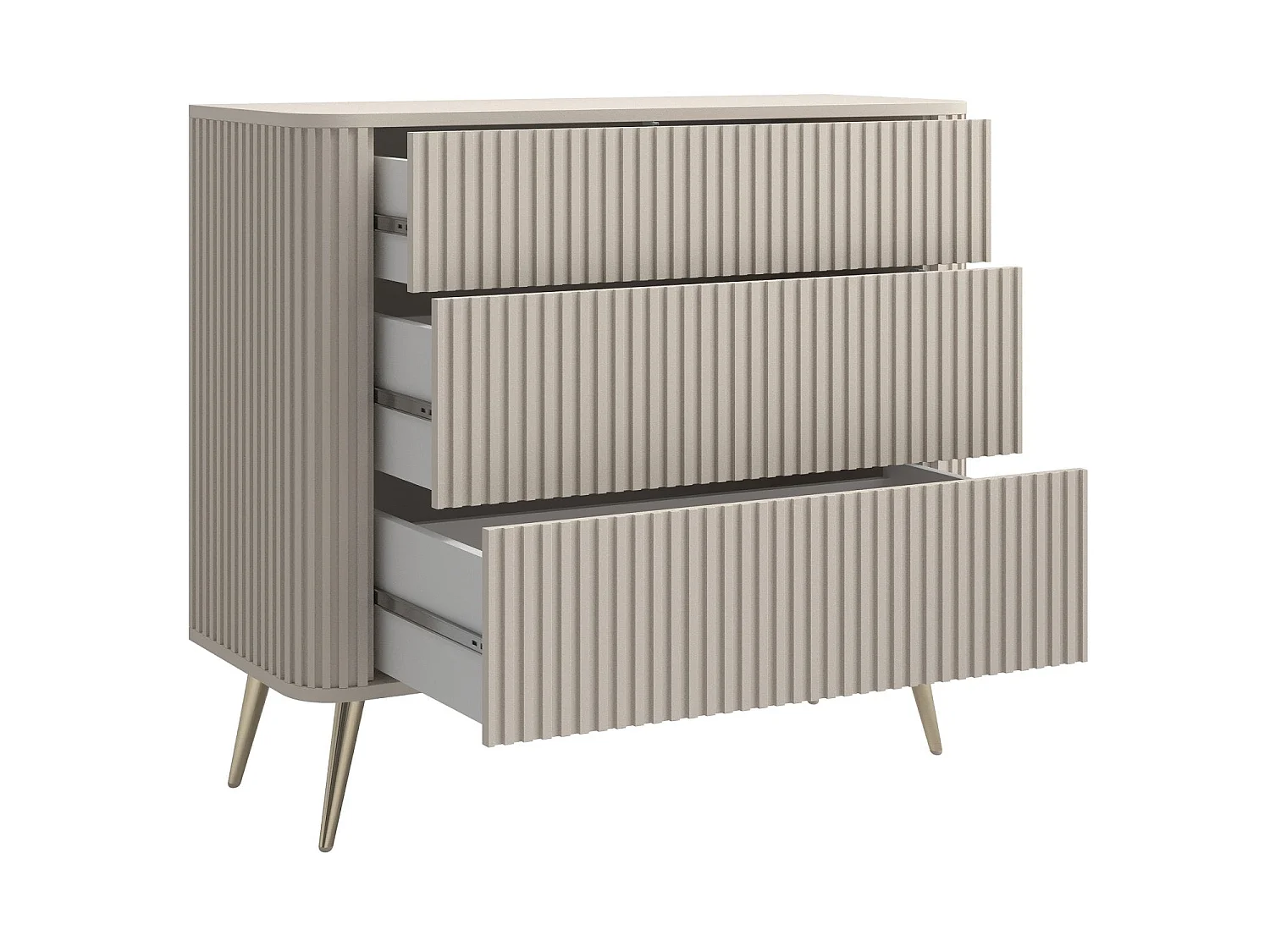 Commode - 93 cm - 3 tiroirs - grège - OVARLO