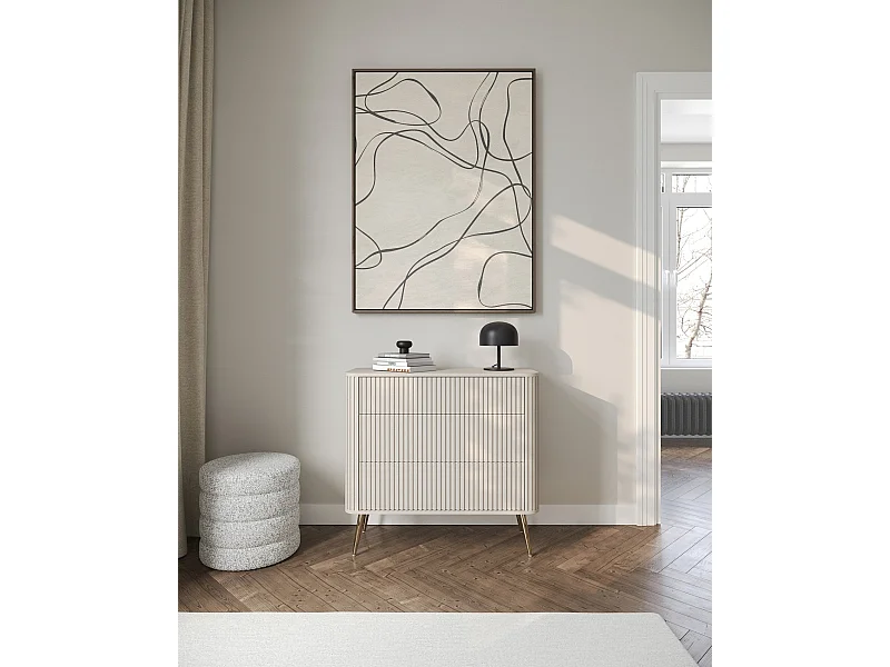 Ladekast - 93 cm - 3 lades - greige - OVARLO