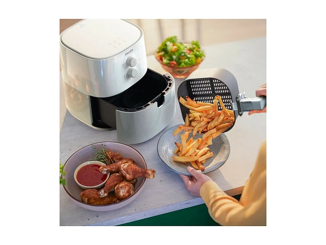 Friteuse sans huile - PHILIPS Airfryer 3000 Series L HD9200/10 - 0,8kg - Technologie Rapid Air - 7 préréglages - Blanc, gris