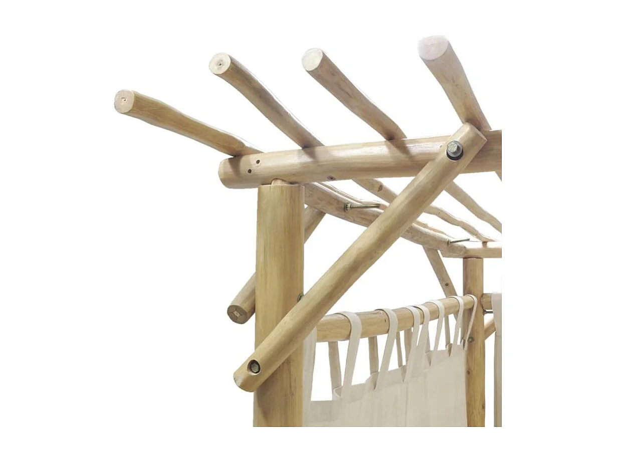 Lit d'extérieur en teck naturel et coton blanc