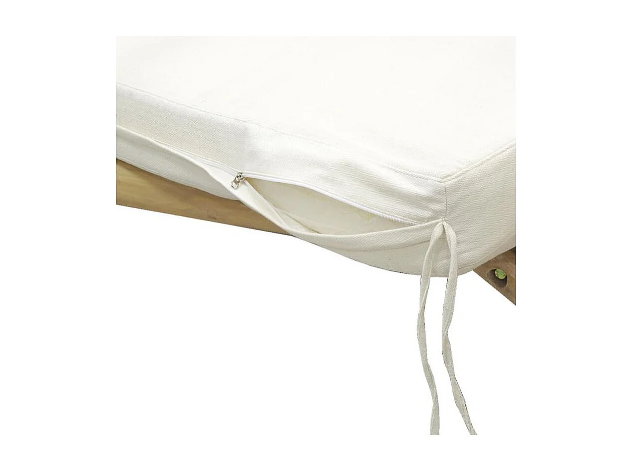Lit d'extérieur en teck naturel et coton blanc
