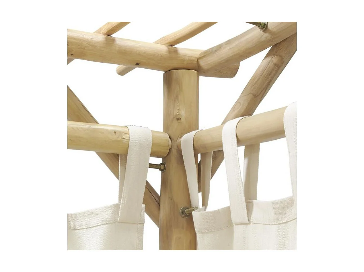 Lit d'extérieur en teck naturel et coton blanc