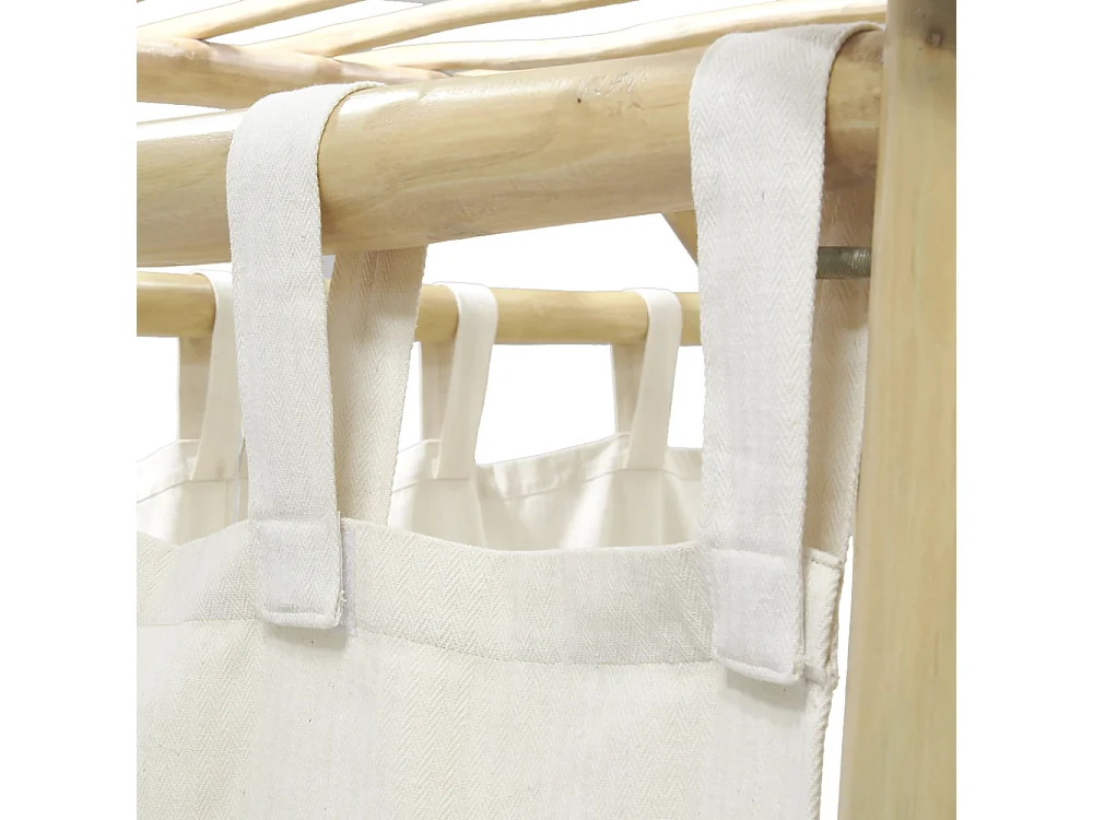 Lit d'extérieur en teck naturel et coton blanc