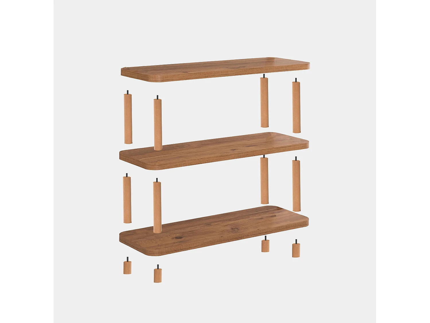 Estante rústico de aglomerado revestido de melamina – 80 cm x 75 cm x 28 cm – Pinheiro Atlântico