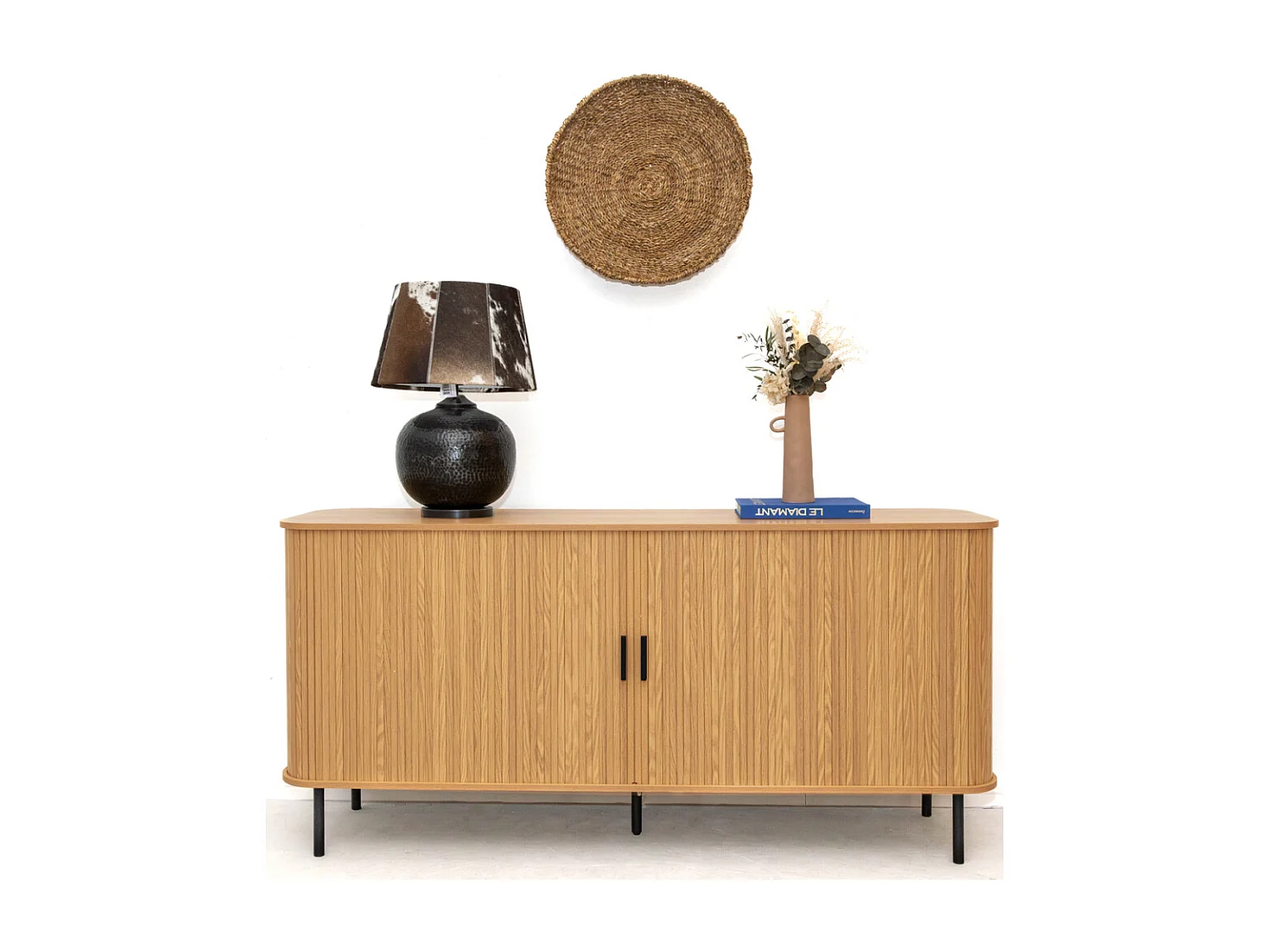 Ensemble table basse, meuble TV et buffet en bois et métal Kyoto