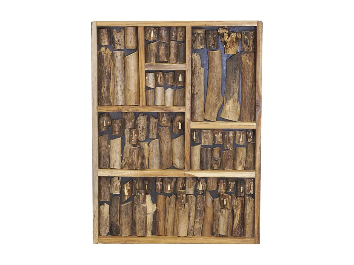 Décor mural Famille en teck recyclé 60 x 80