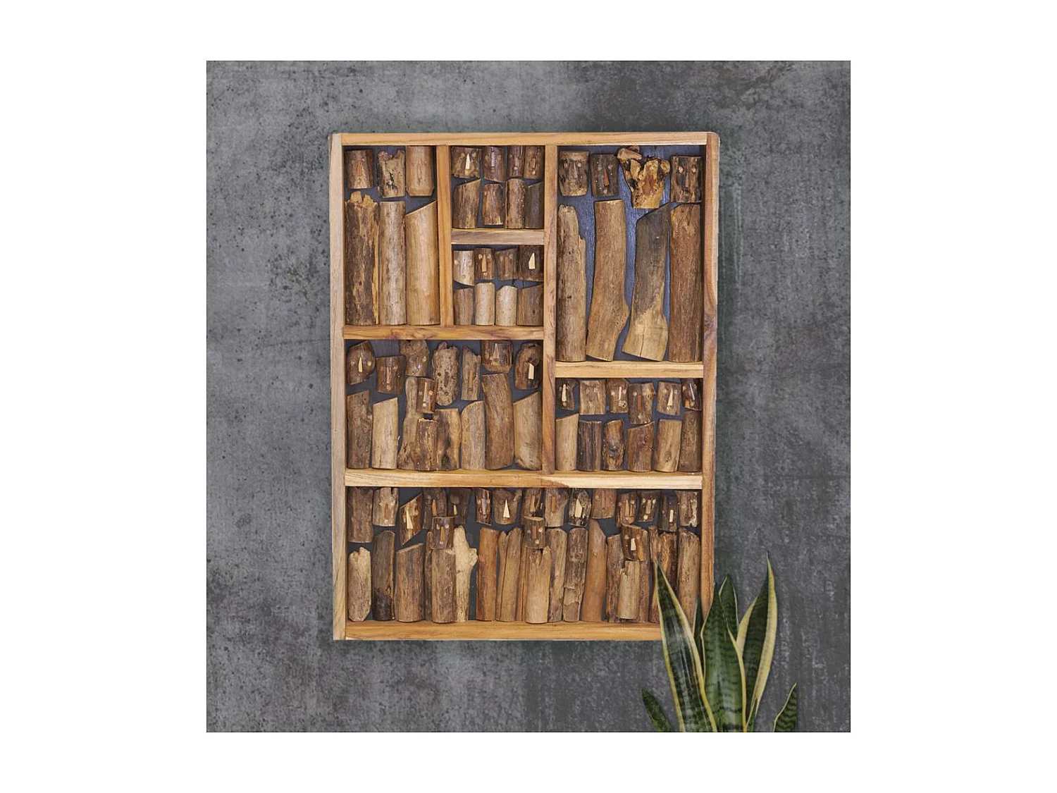 Décor mural Famille en teck recyclé 60 x 80