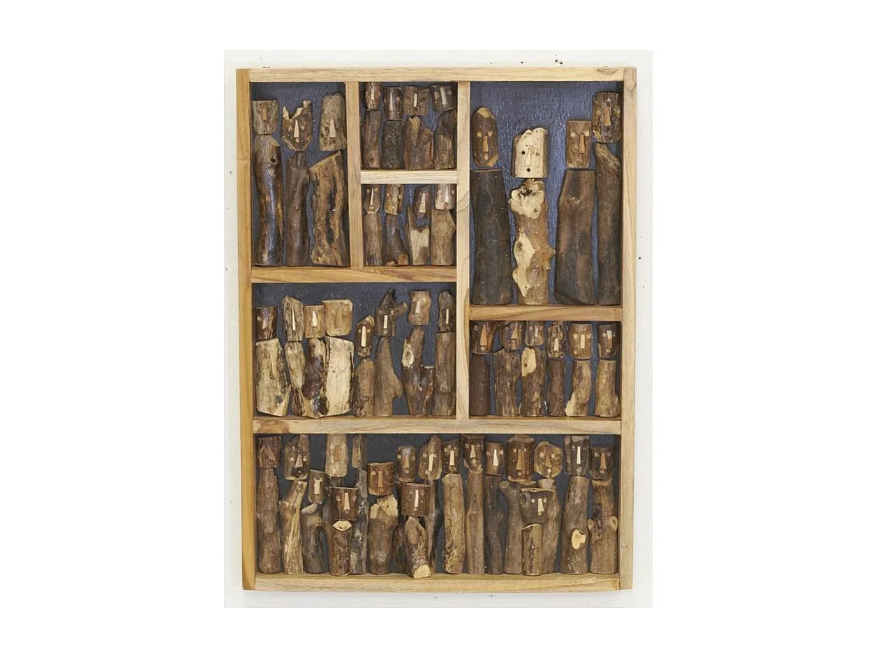 Décor mural Famille en teck recyclé 60 x 80