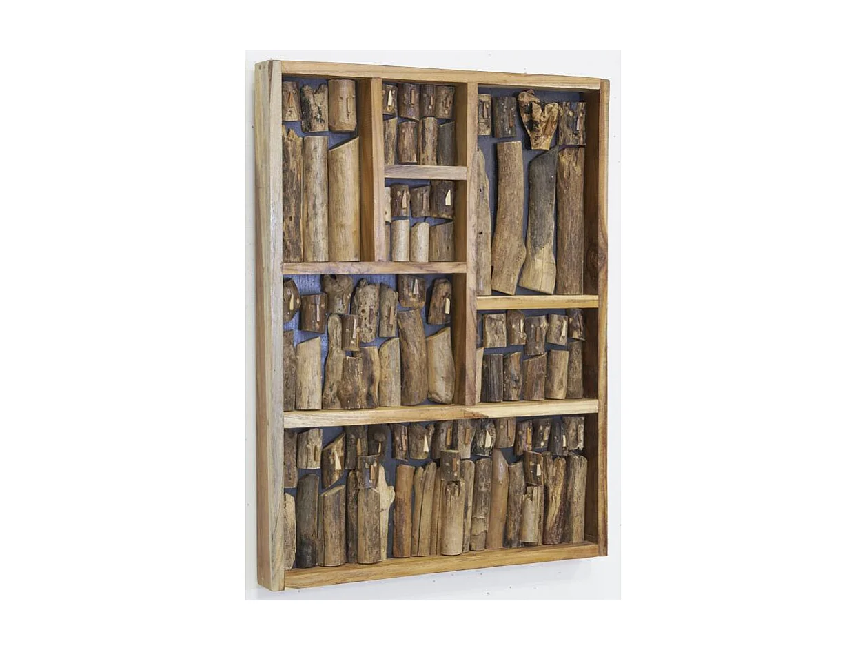 Décor mural Famille en teck recyclé 60 x 80