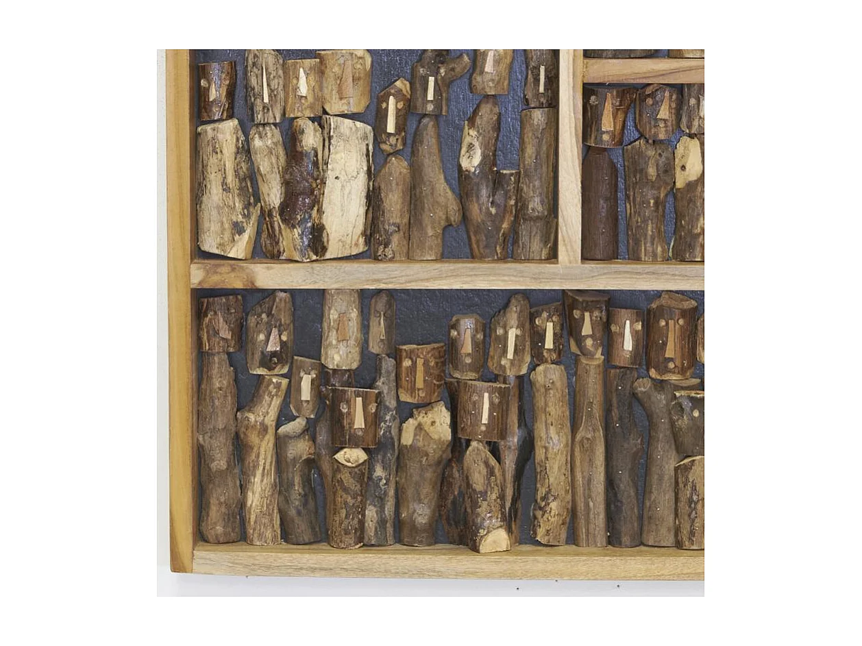 Décor mural Famille en teck recyclé 60 x 80