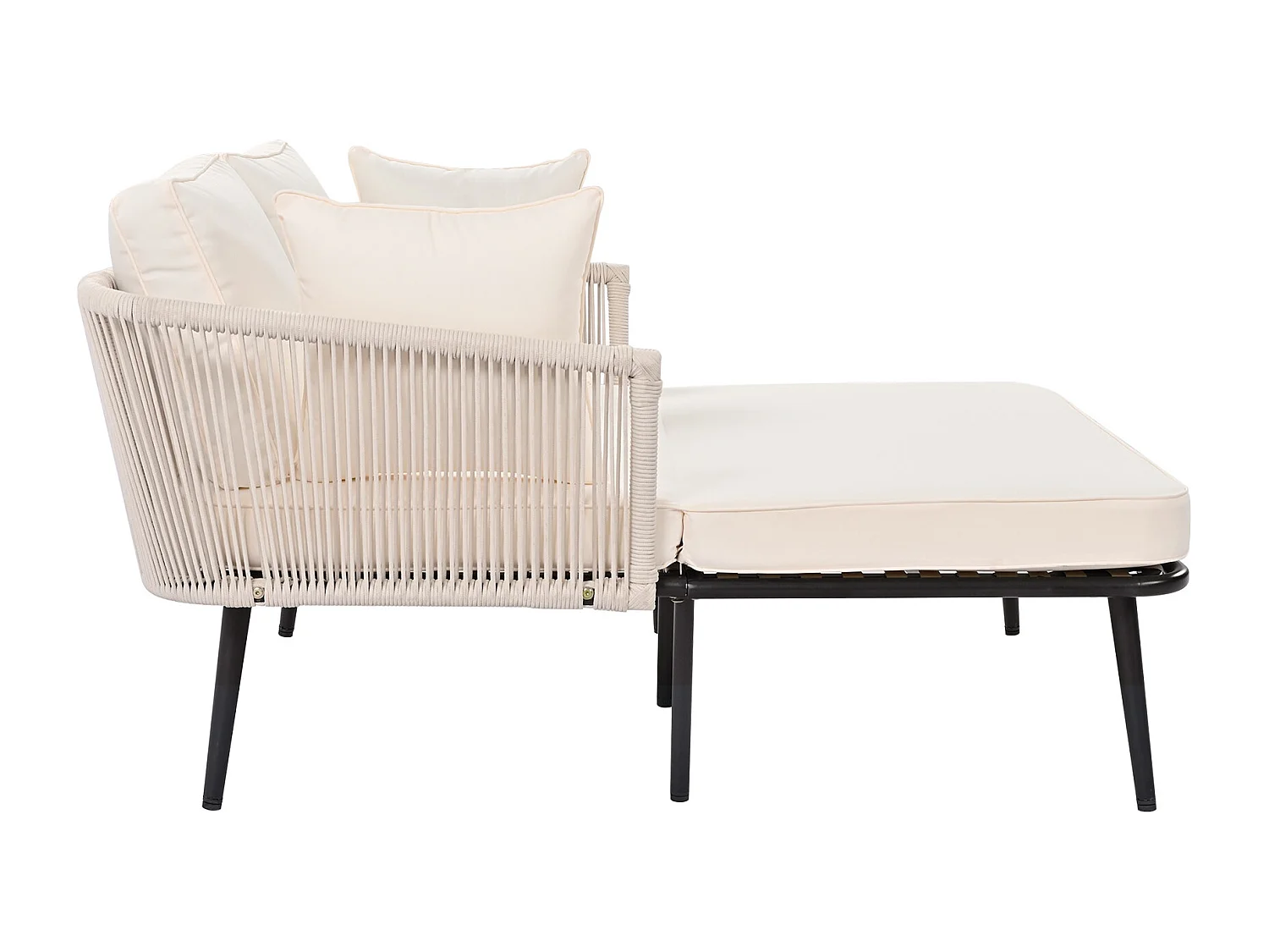 Canapé de jardin 2 places avec coussins d'assises et de dossier - Polyster et acier - pour salon ou terrasse - gris