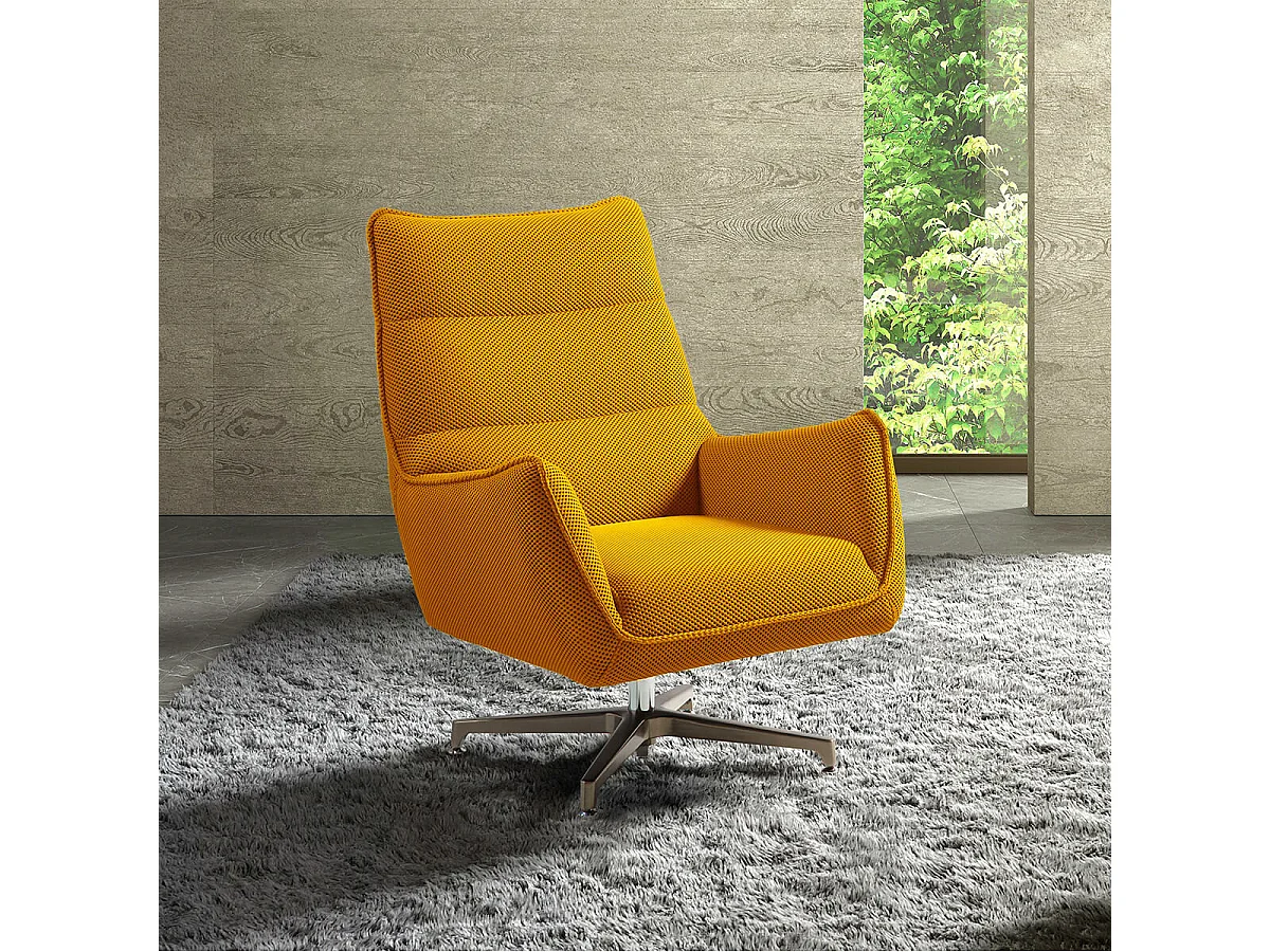 LAREDO - Fauteuil Pivotant Tissu Maille 3D Jaune