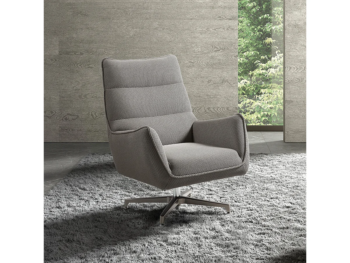 LAREDO - Fauteuil Pivotant Tissu Maille 3D Gris