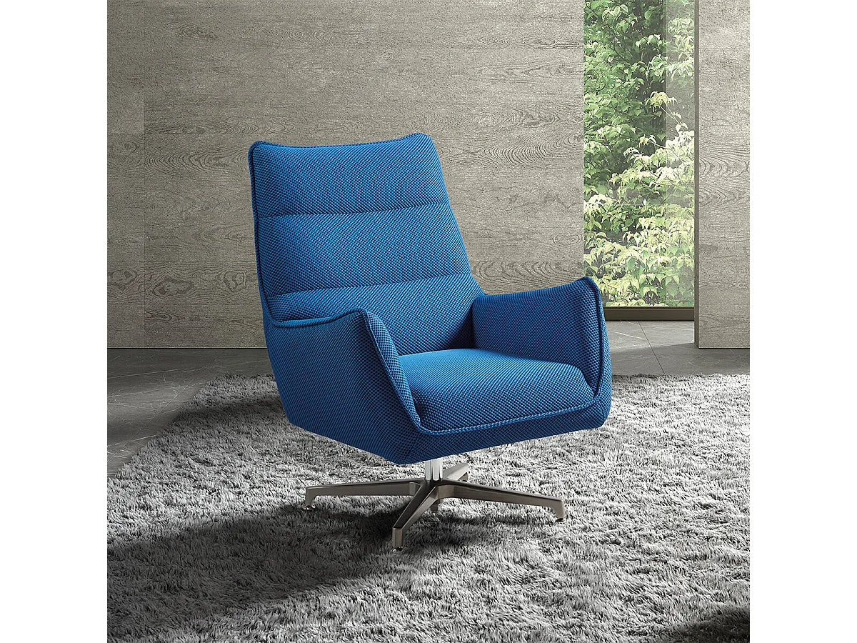 LAREDO - Fauteuil Pivotant Tissu Maille 3D Bleu