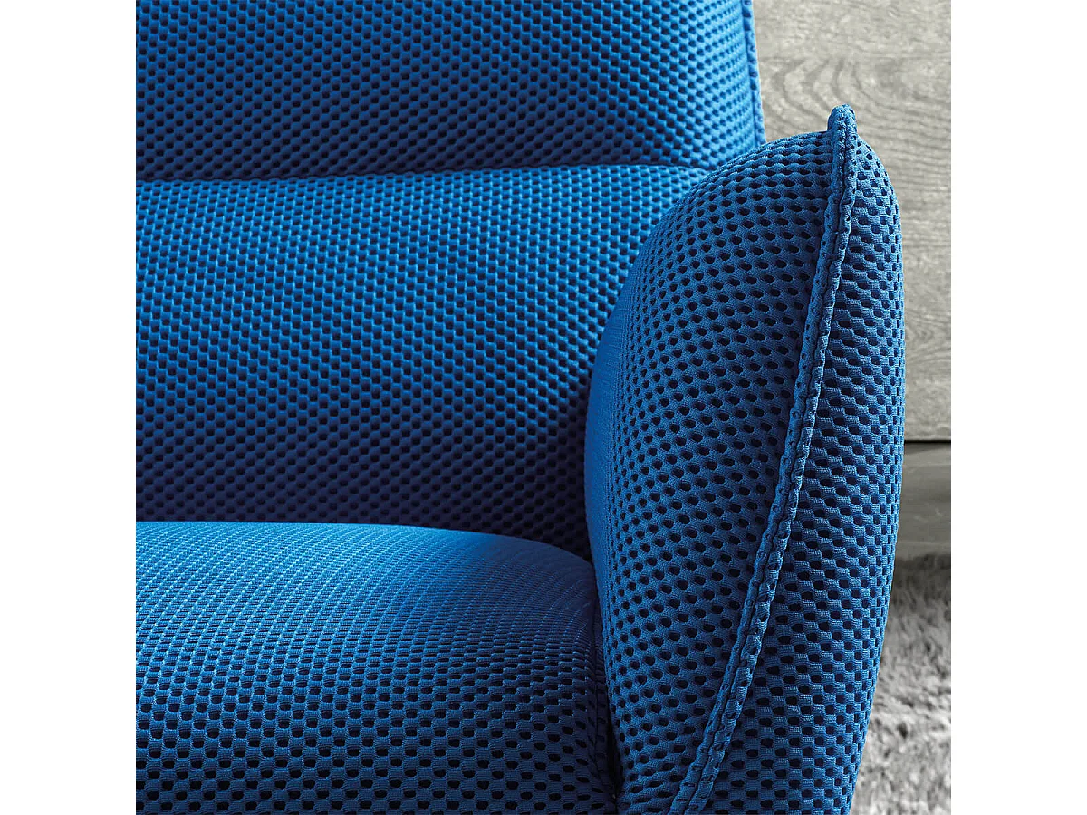 LAREDO - Fauteuil Pivotant Tissu Maille 3D Bleu