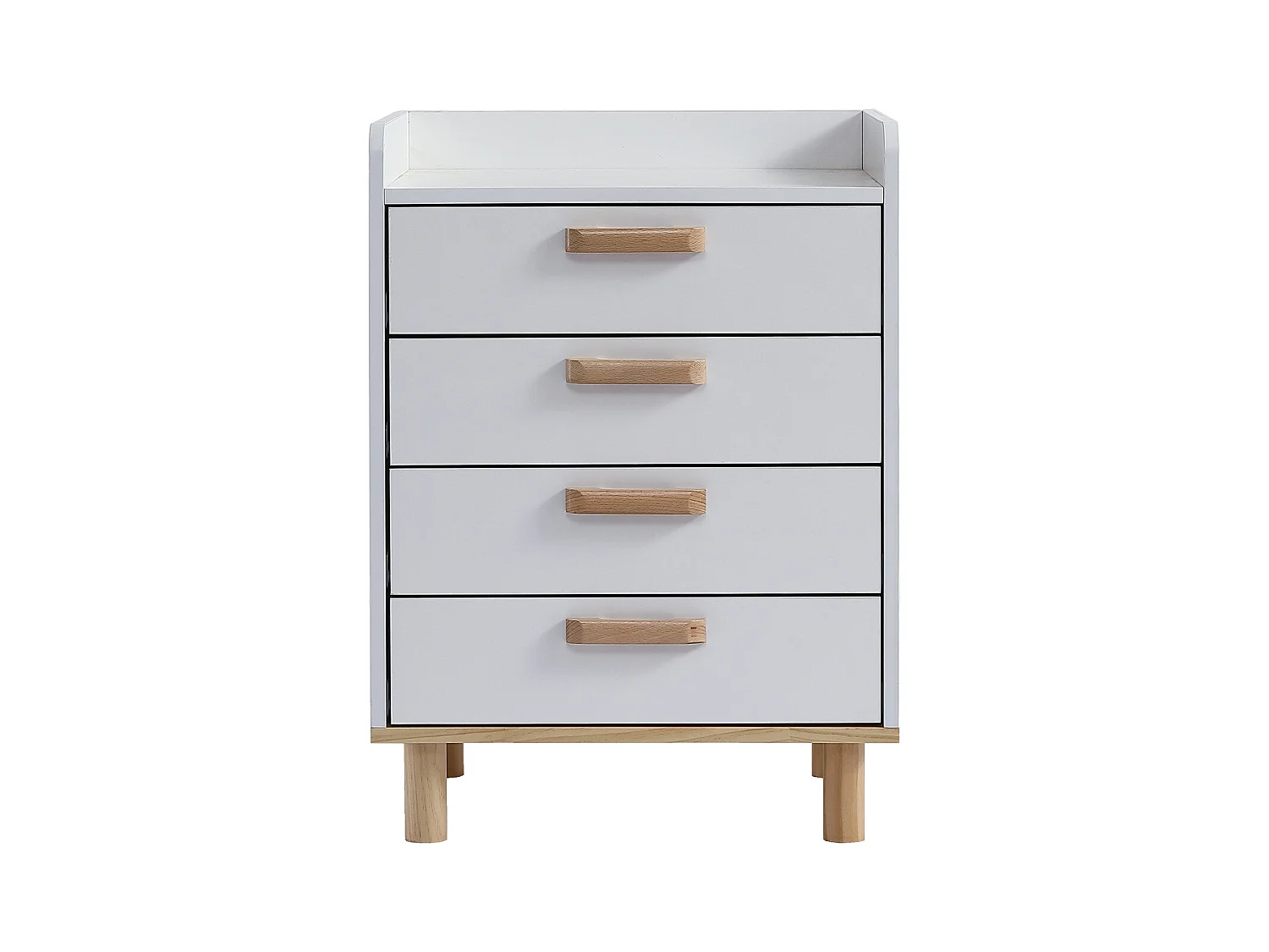 Ladekast met 4 laden - grenenhout en MDF - 50 x 40 x 68,5 cm - wit + natuurlijke kleur