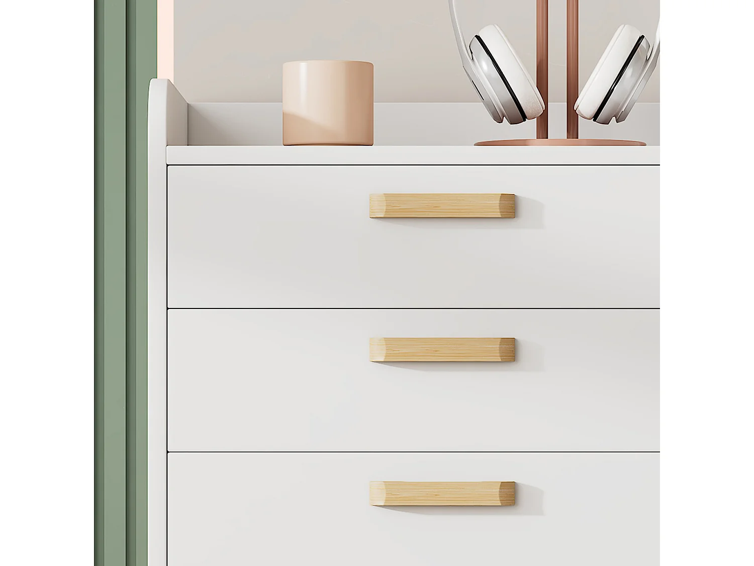 Ladekast met 4 laden - grenenhout en MDF - 50 x 40 x 68,5 cm - wit + natuurlijke kleur