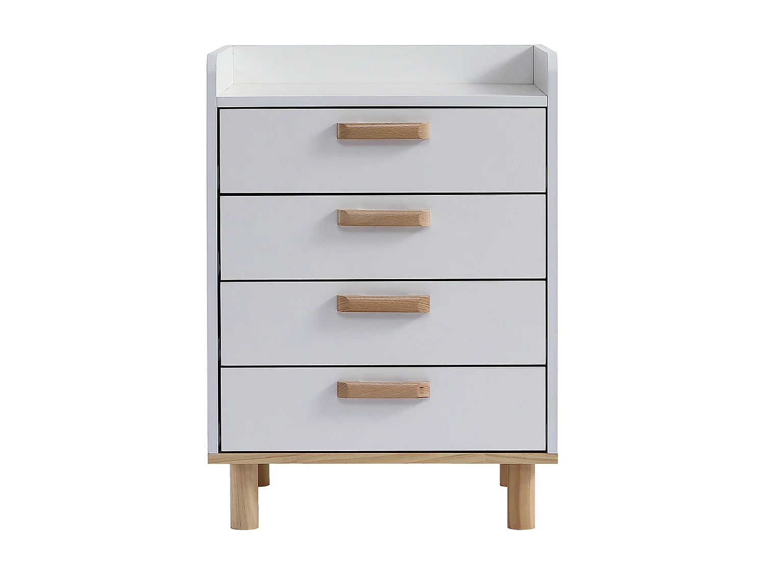 Ladekast met 4 laden - grenenhout en MDF - 50 x 40 x 68,5 cm - wit + natuurlijke kleur