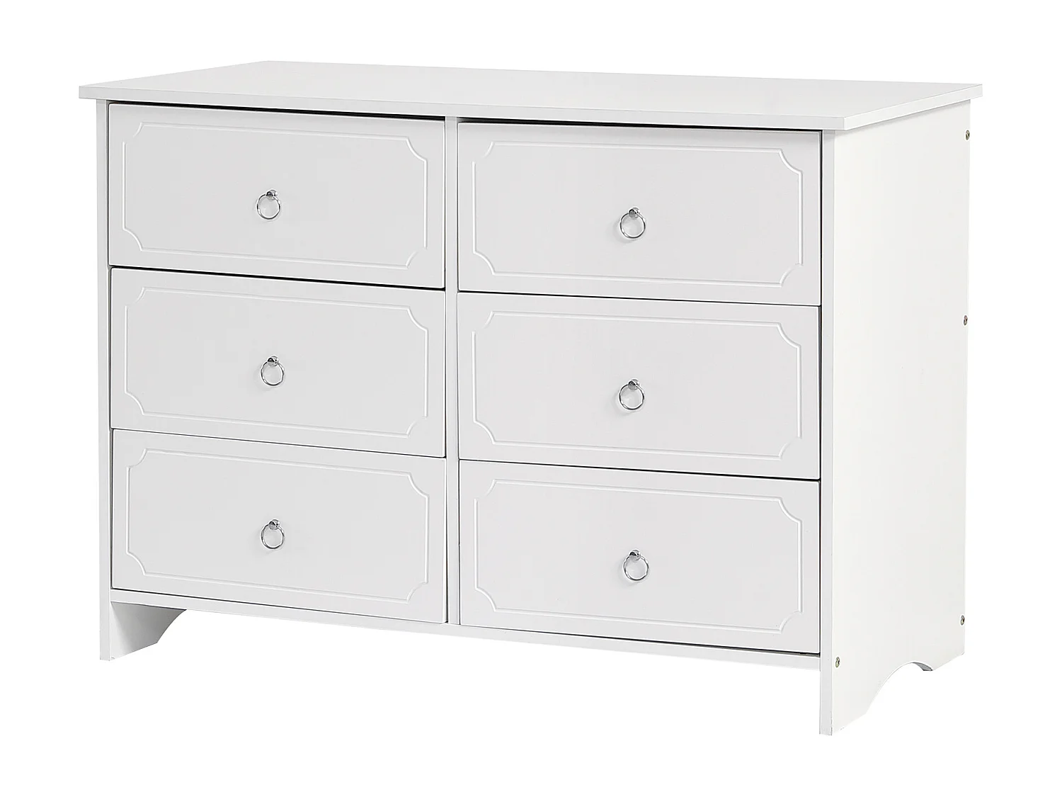 Armário com espelho, cómoda com 6 gavetas, espelho removível, deslizamento silencioso, MDF + aglomerado, branco