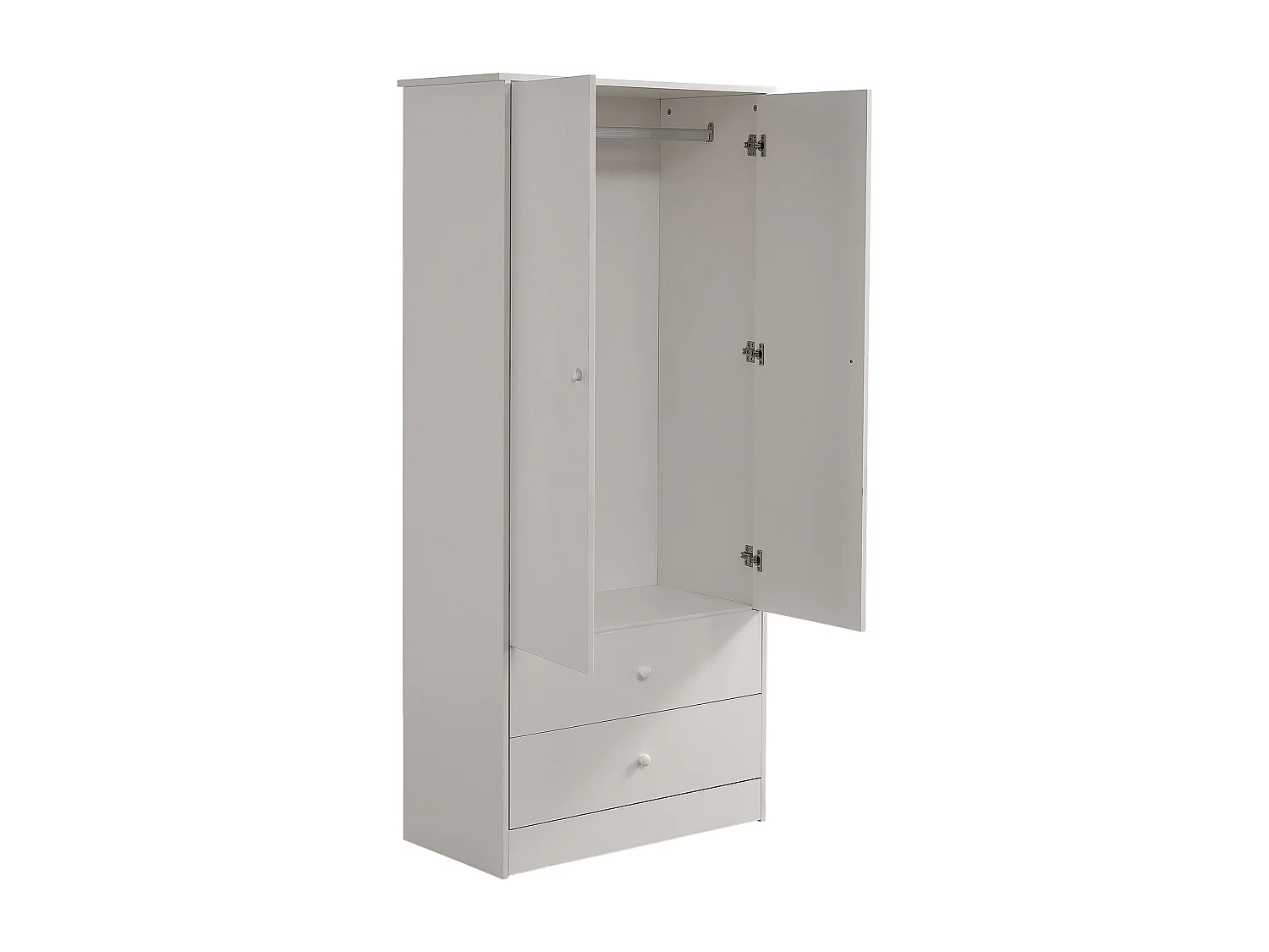 Kledingkast met 2 deuren en 2 laden - spaanplaat - 80 x 40 x 175 cm - kleur wit