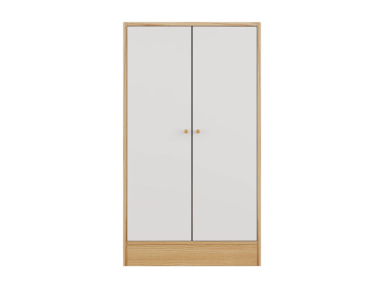 2-deurs kinderkledingkast - MDF hout - 62 x 55 x 110 cm - wit + natuurlijke kleur