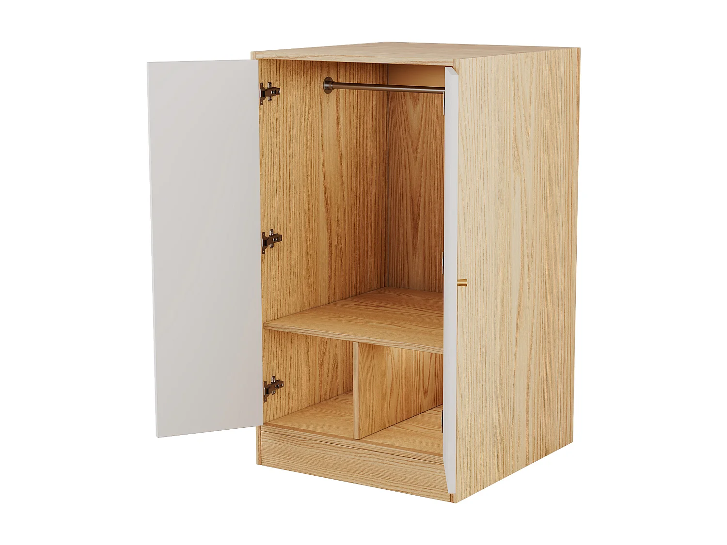 2-deurs kinderkledingkast - MDF hout - 62 x 55 x 110 cm - wit + natuurlijke kleur