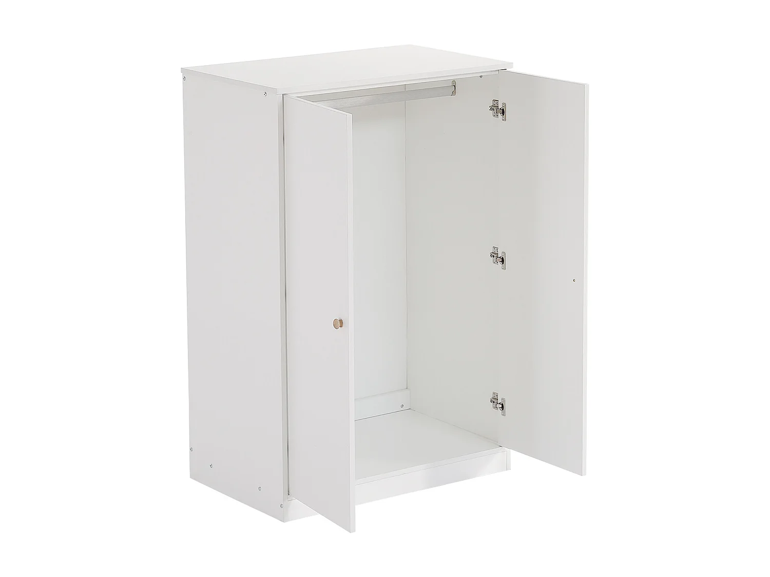 2-türiger Kleiderschrank mit Stange, für Schlafzimmer, Wohnzimmer – MDF-Holz – Weiß