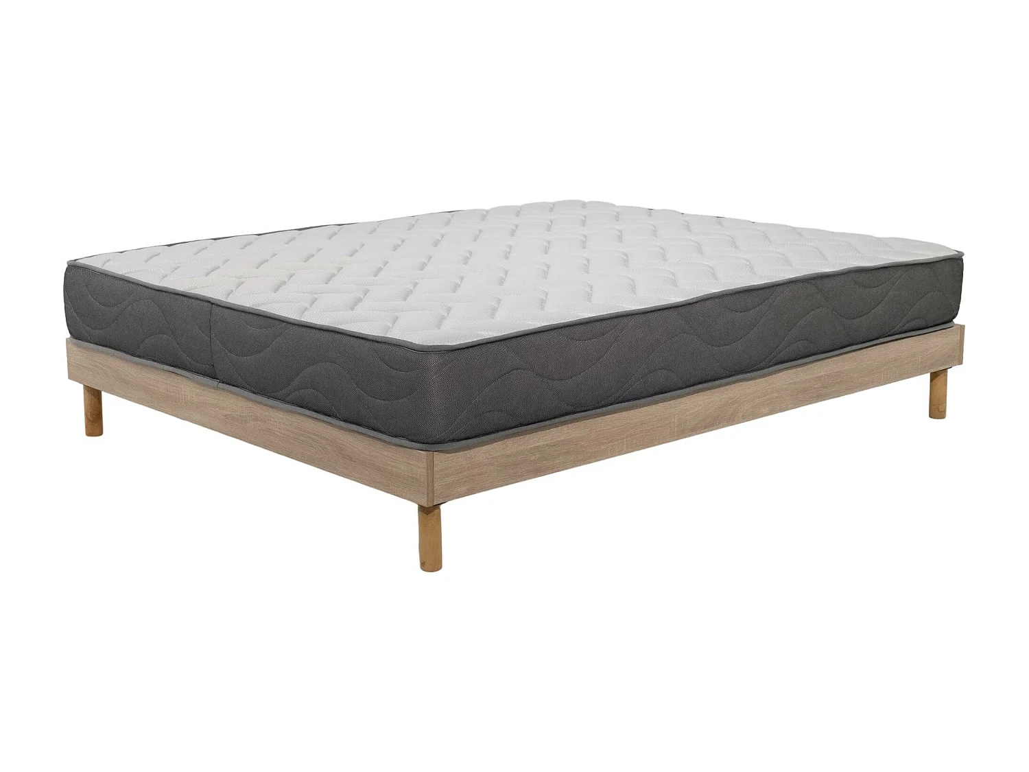 Ensemble Matelas mousse Luxe - 140x200cm - mousse et Sommier kit couleur chêne