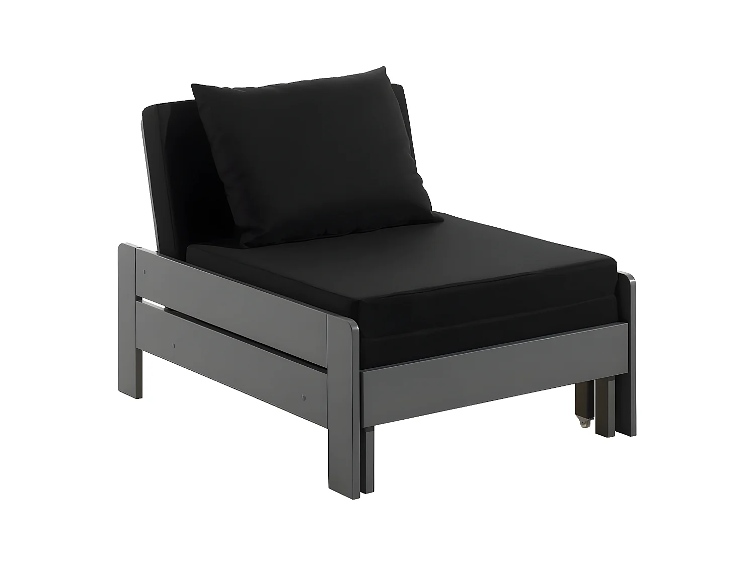 SLEEPY - Fauteuil Convertible d'appoint en Pin Laqué Gris avec Coussins