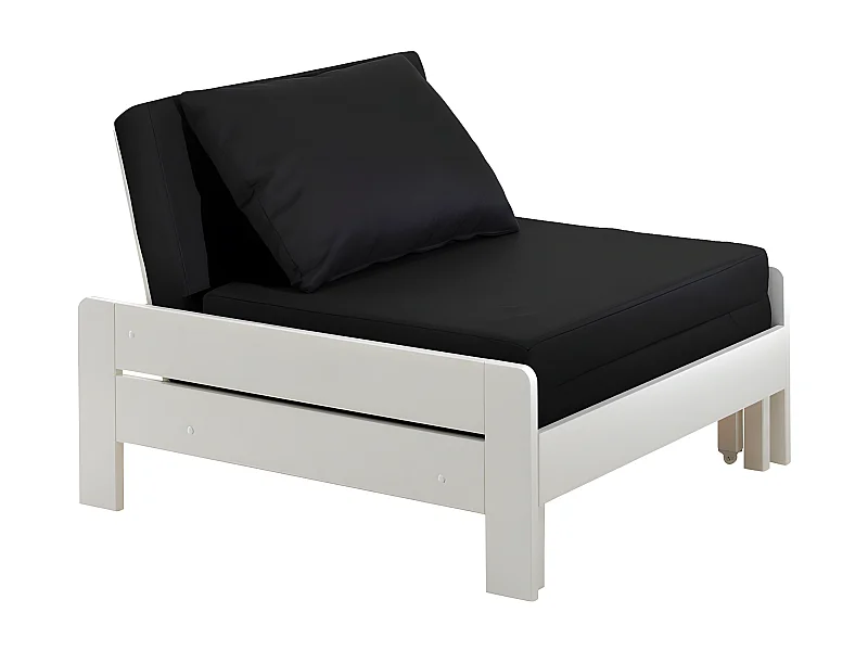 SLEEPY - Fauteuil Convertible d'appoint Laqué Blanc avec Coussins
