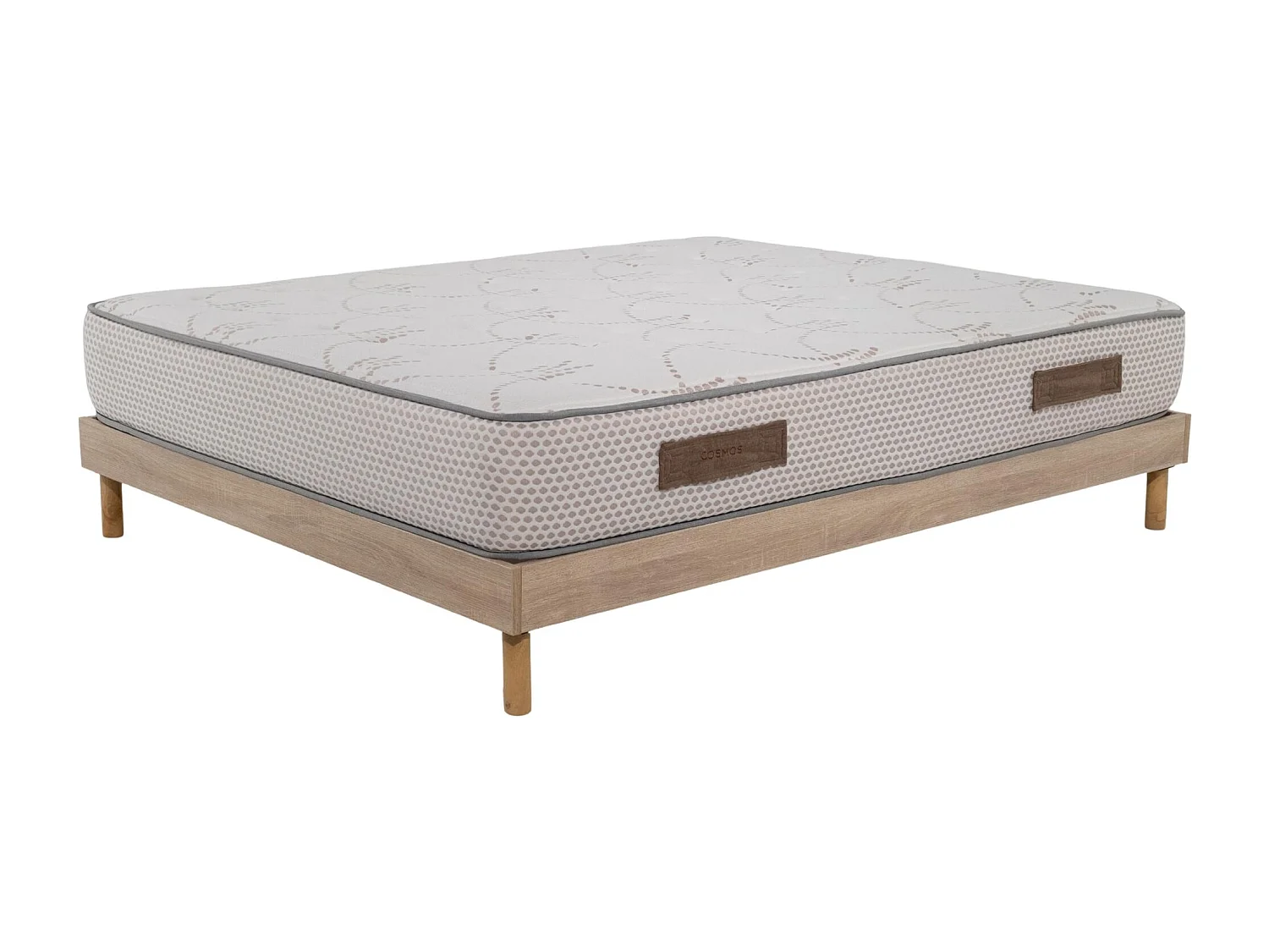Ensemble Matelas mousse Cosmos White - 140x200cm - accueil mémoire de forme et Sommier kit chêne
