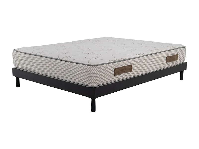 Ensemble Matelas mousse Cosmos White - 140x200cm - accueil mémoire de forme et Sommier kit gris