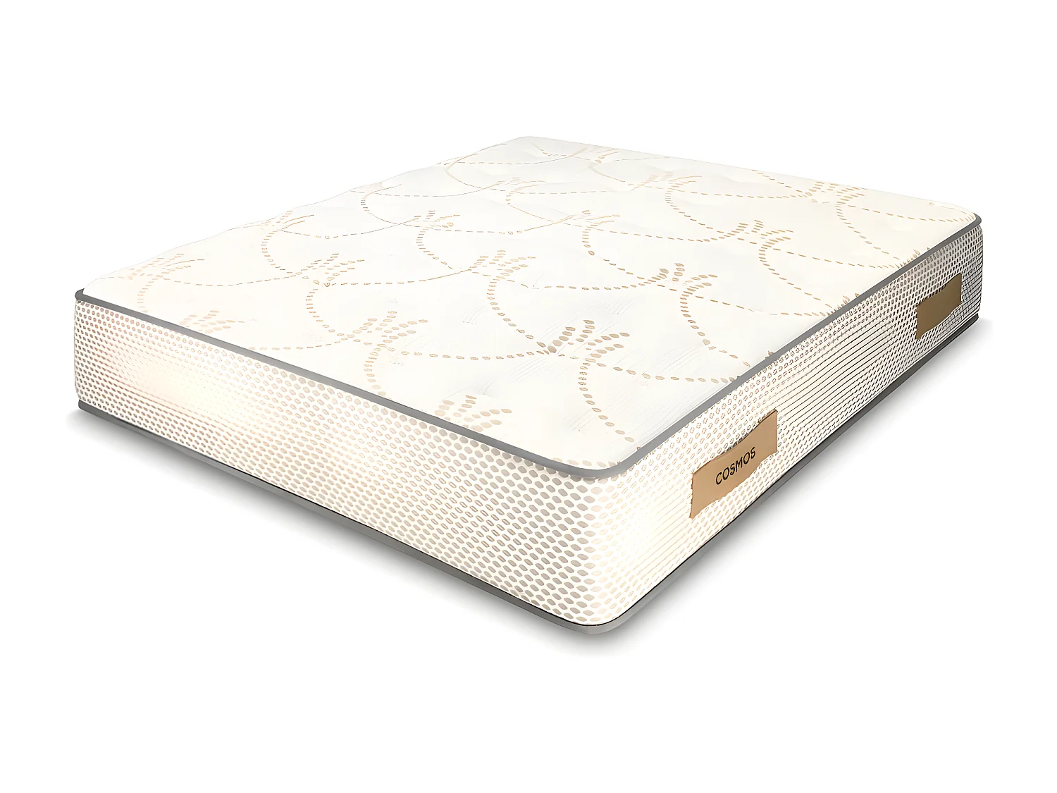 Ensemble Matelas mousse Cosmos White - 140x200cm - accueil mémoire de forme et Sommier kit gris