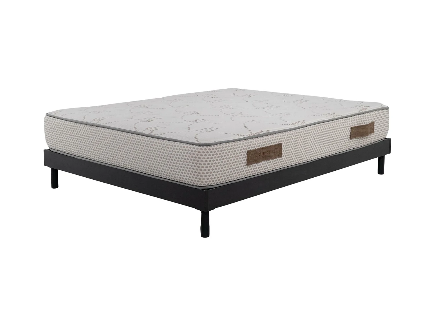 Ensemble Matelas mousse Cosmos White - 140x200cm - accueil mémoire de forme et Sommier kit gris