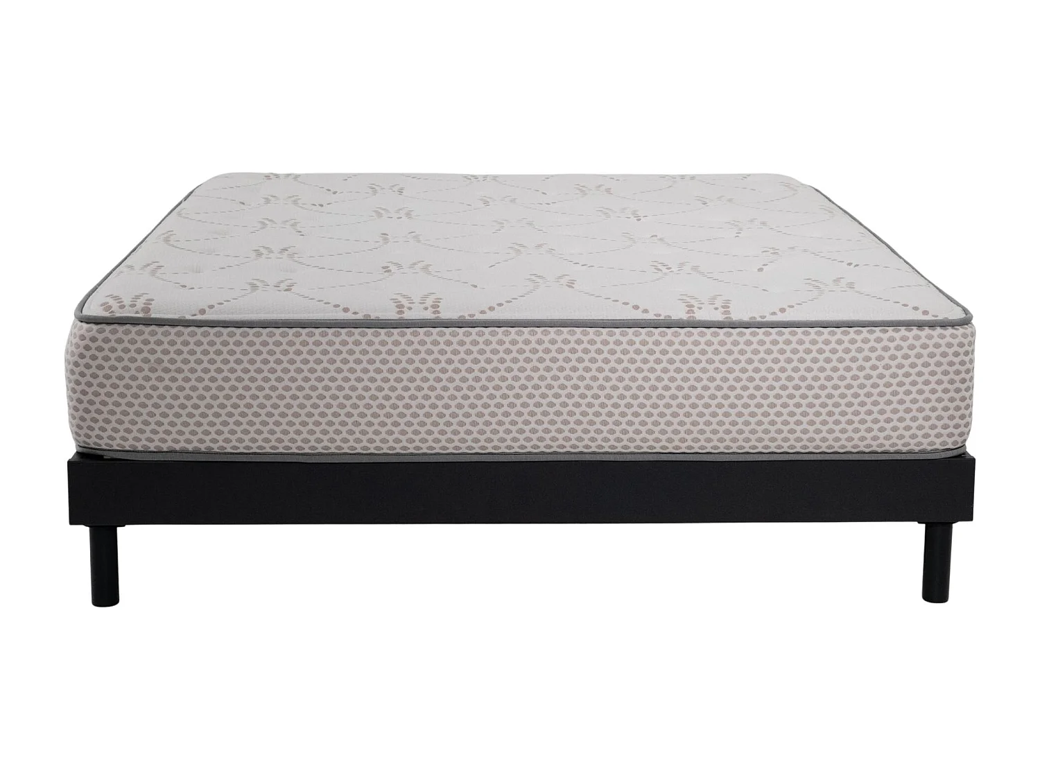 Ensemble Matelas mousse Cosmos White - 140x200cm - accueil mémoire de forme et Sommier kit gris