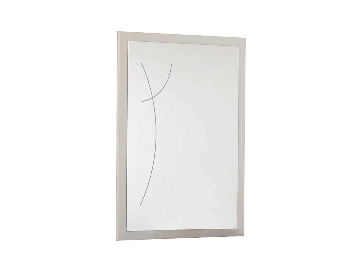 LUCIA - Miroir Rectangulaire Laqué Blanc et Chêne Anthracite