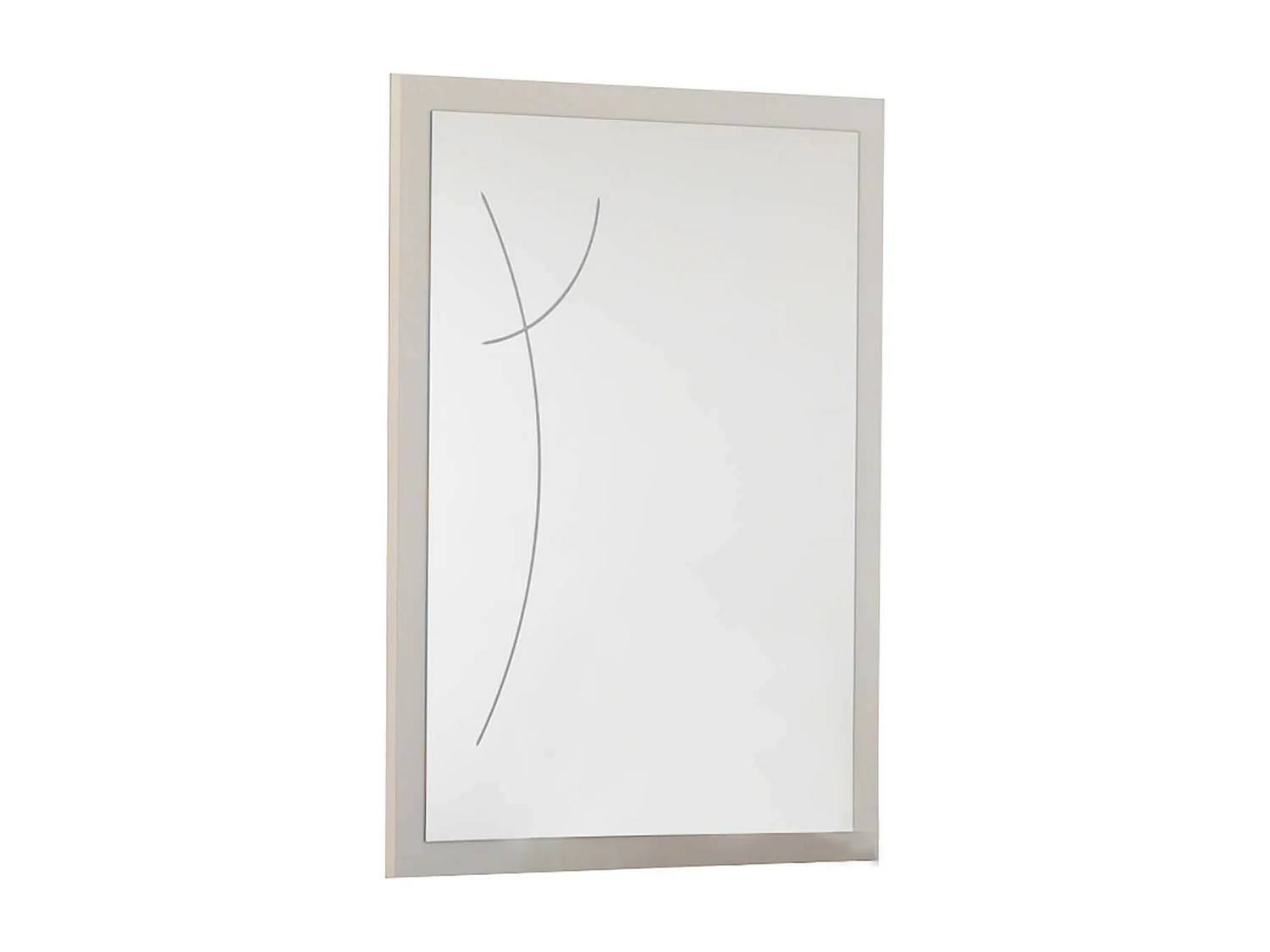 LUCIA - Miroir Rectangulaire Laqué Blanc et Chêne Anthracite