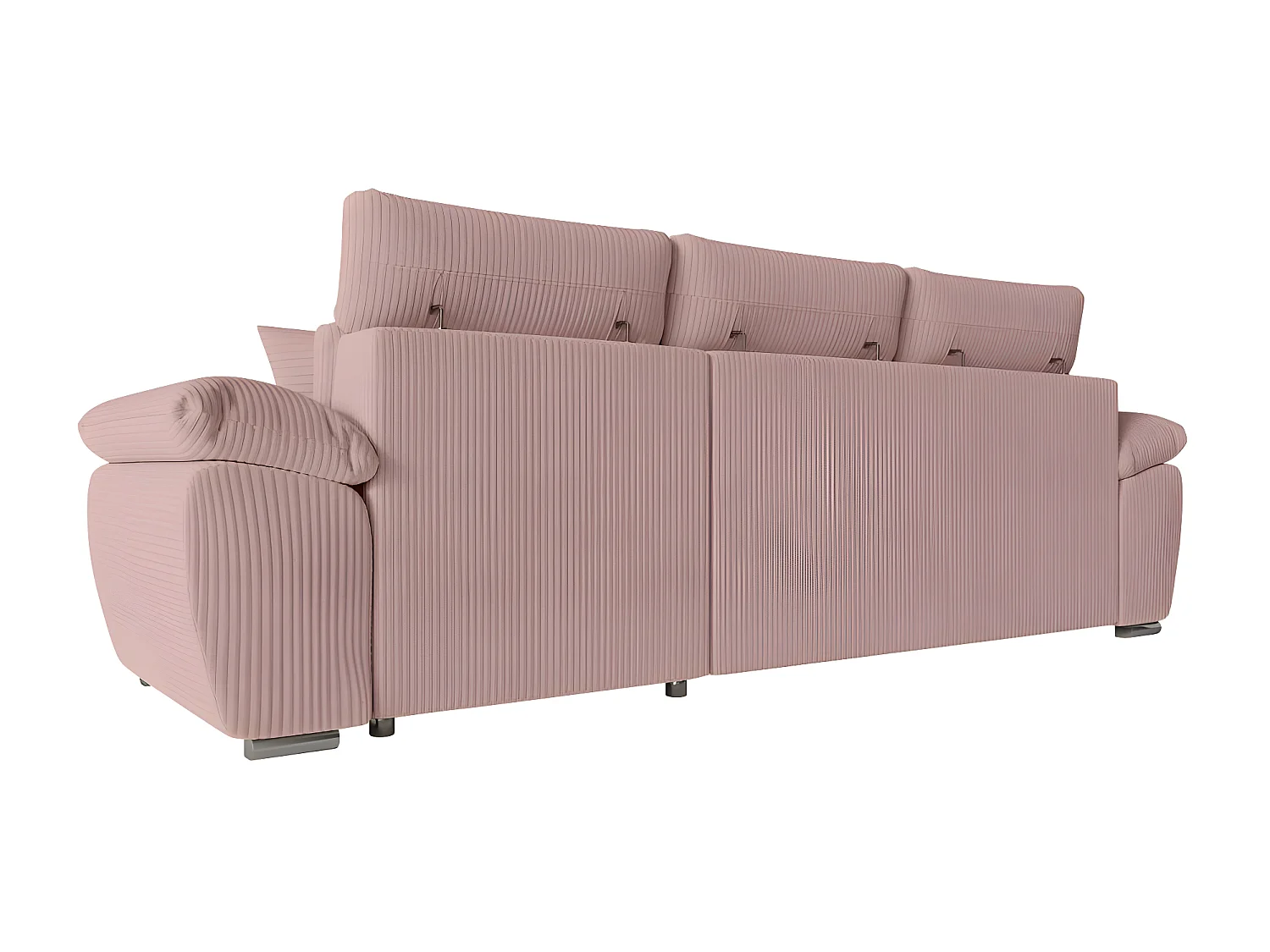 Canapé d'angle 4 places Komeco reversible convertible avec coffre en velours côtelé - Rose - L265 x P166 x H91cm - Loungitude