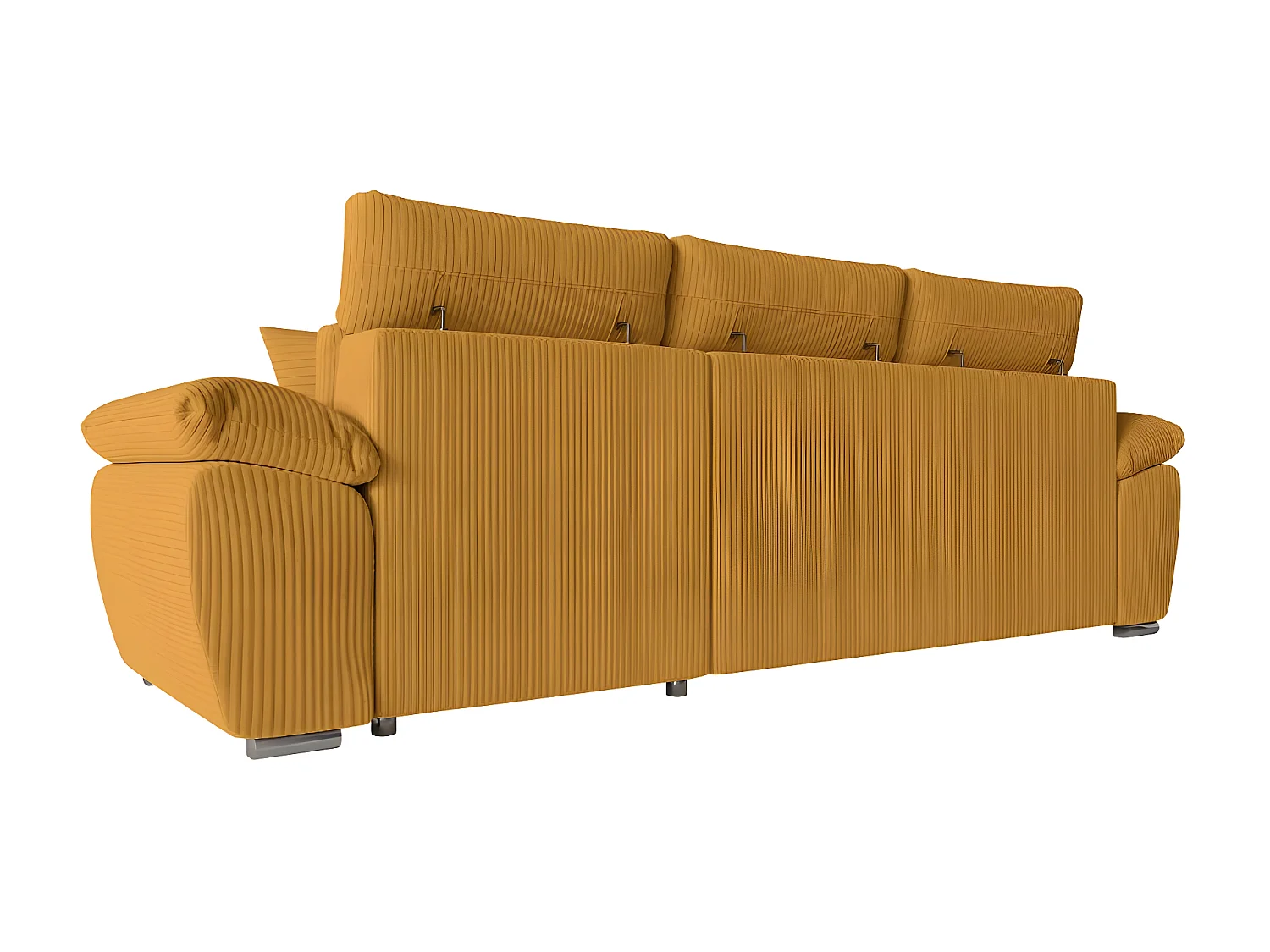 Canapé d'angle 4 places Komeco reversible convertible avec coffre en velours côtelé - Jaune - L265 x P166 x H91cm - Loungitude