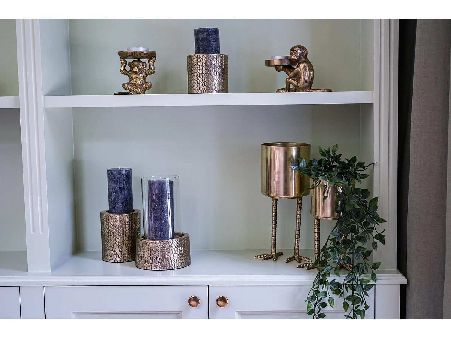 Il Portacandele Croco Con Vetro - Ottone - M