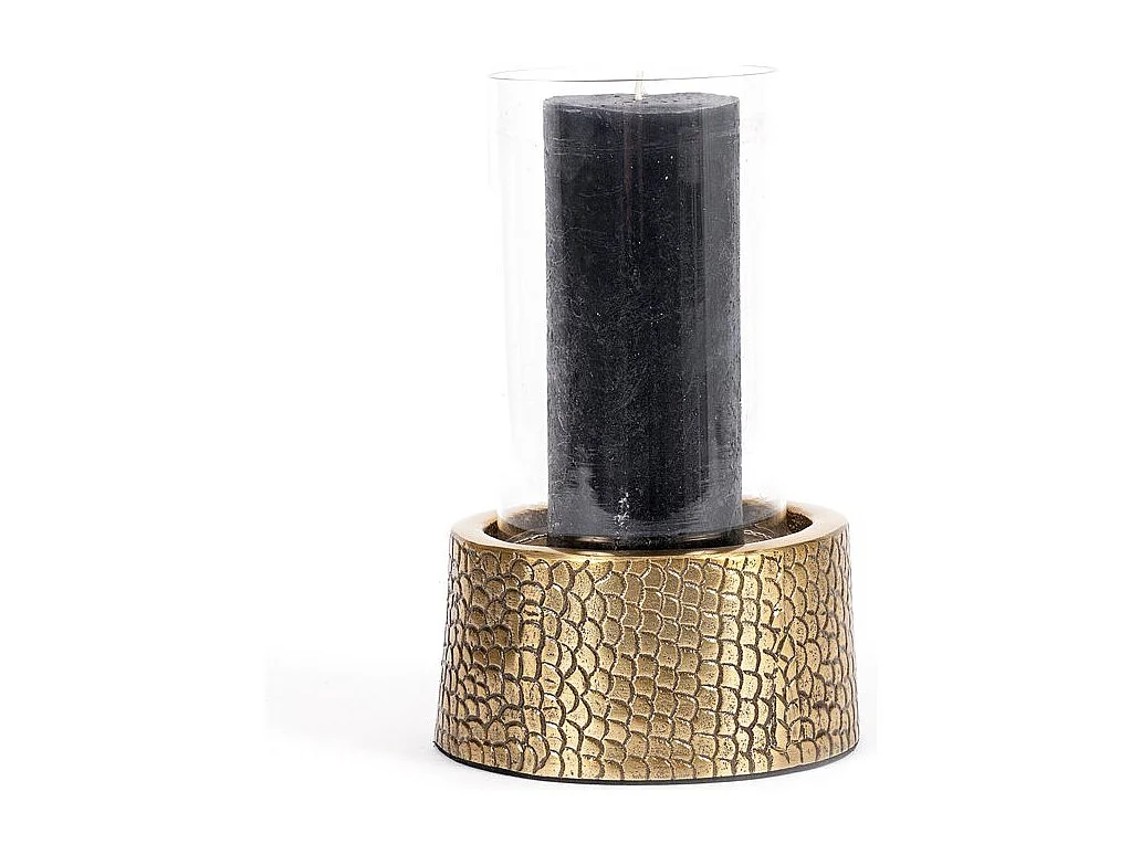 Il Portacandele Croco Con Vetro - Ottone - M