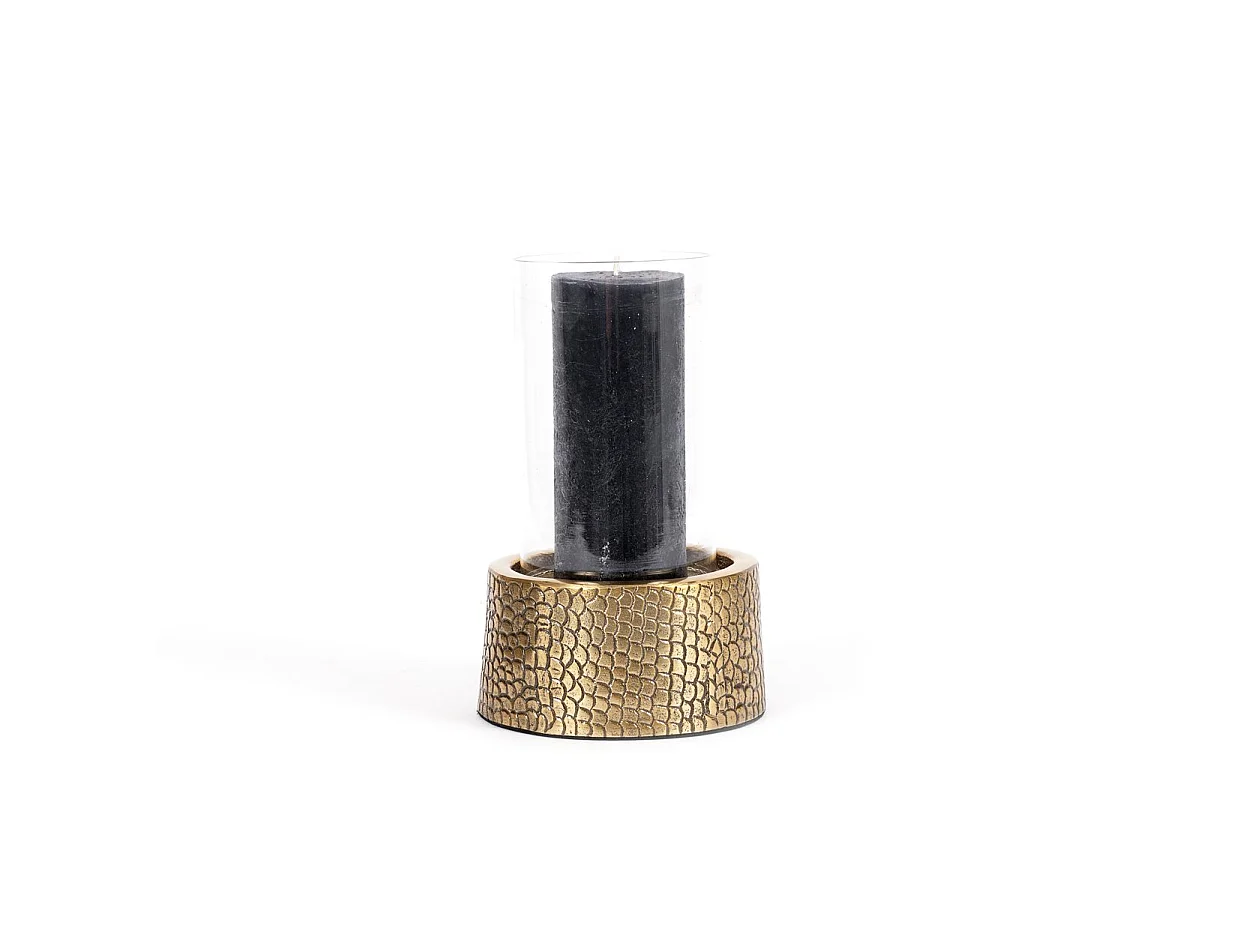 Le Bougeoir Croco Avec Verre - Laiton - M