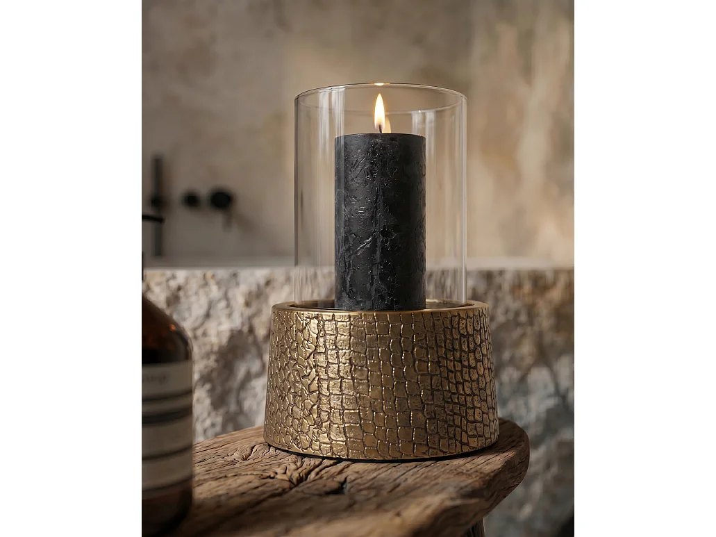 Le Bougeoir Croco Avec Verre - Laiton - M