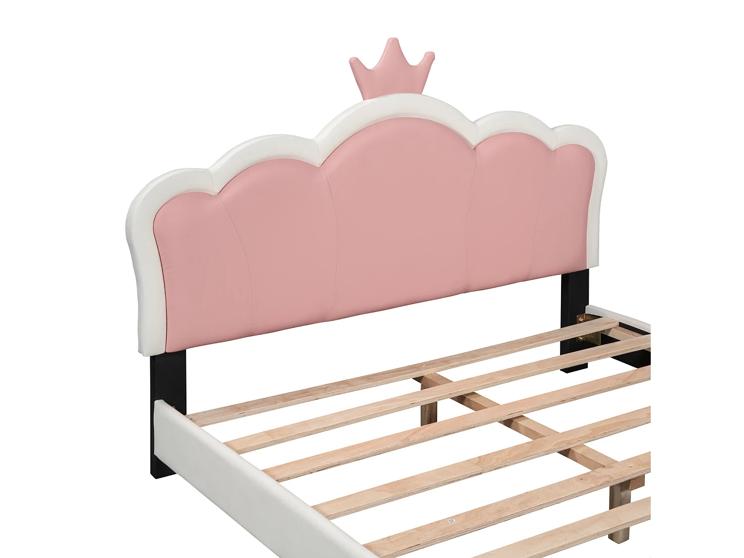 Cama 140x200cm - Cama Infantil con Cabecero Corona + Somier de Láminas - Blanco