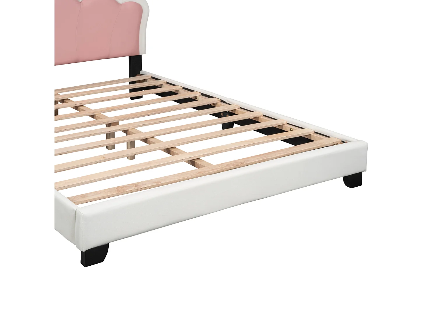 Cama 140x200cm - Cama Infantil con Cabecero Corona + Somier de Láminas - Blanco