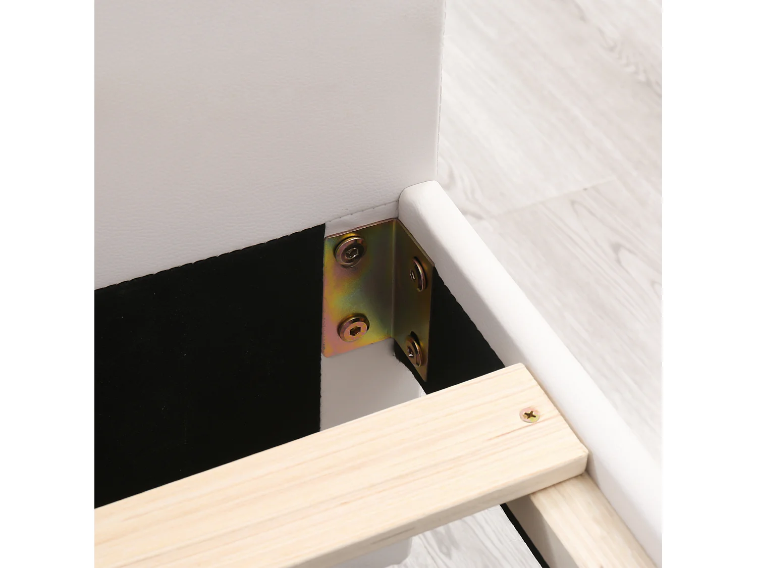 Doppelbett 140x200cm, Polsterbett mit 2 Schubladen, Lattenrost und Kopfteil mit Knopfnieten, PU, Weiß