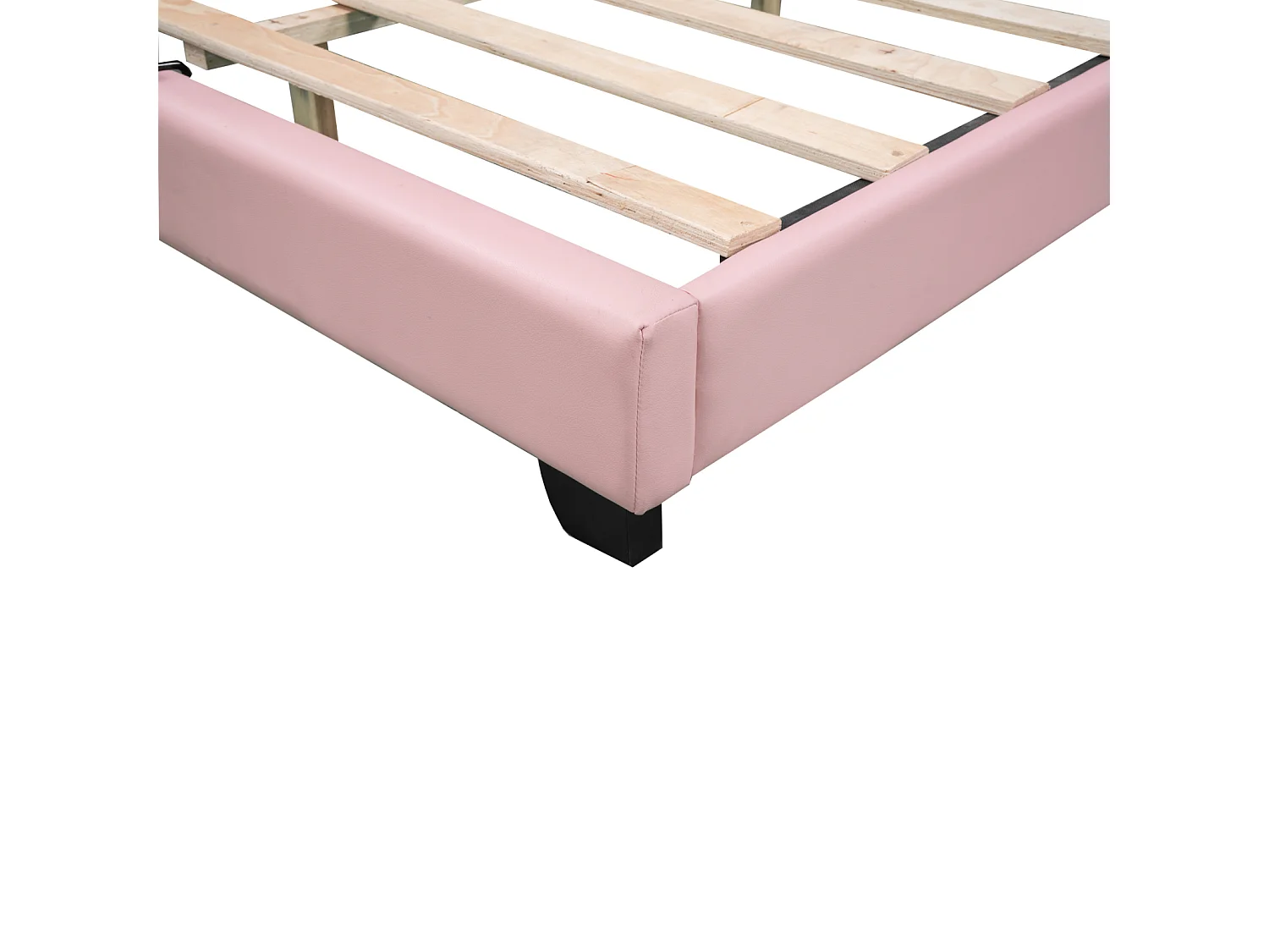 Lit 140x200cm - Lit d'Enfant avec Tête de Lit en Forme de couronne + Sommier à Lattes - Rose