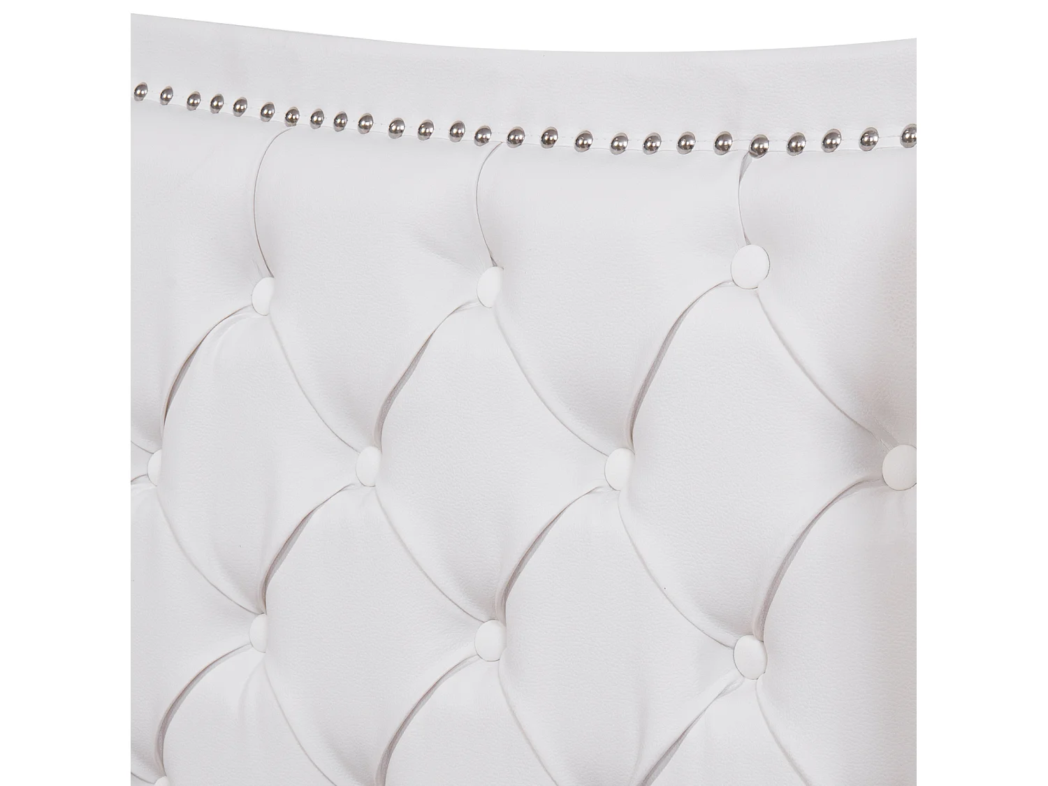 Doppelbett 160x200cm, Polsterbett mit 2 Schubladen, Lattenrost und Kopfteil mit Knopfnieten, PU, Weiß