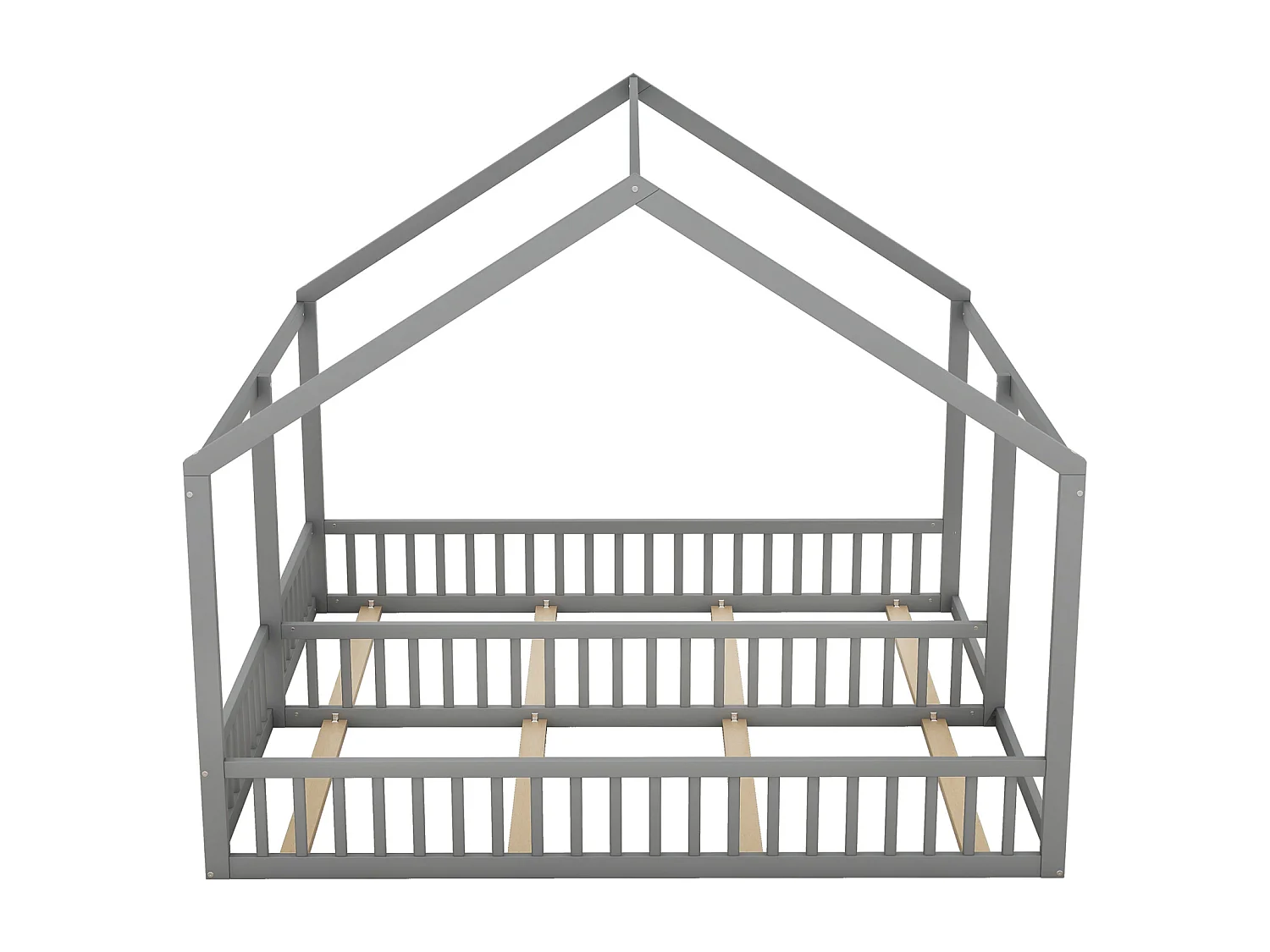 Lit cabane pour 2 enfants 90x200cm - lits plats modèles de maison lits 2 couchage 2 en 1 - gris