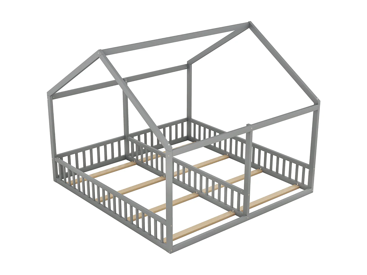Camarote para 2 niños 90x200cm - camas planas modelos casa camas 2 plazas 2 en 1 - gris